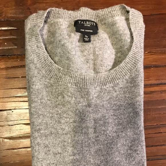 Talbots heather grey cashmere sweater, SP - Picture 2 of 5